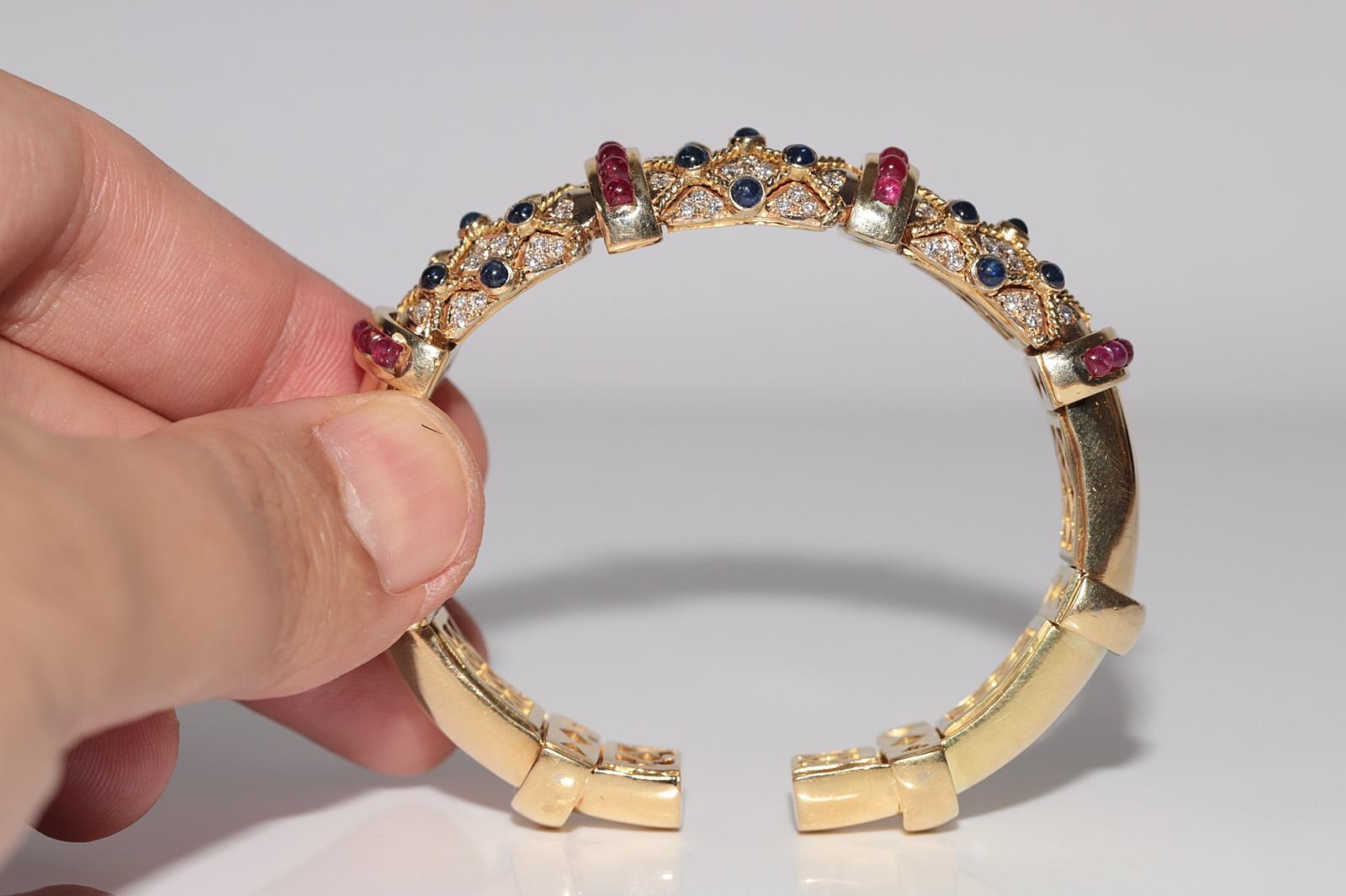 Bracciale Vintage CIRCA 1980 in oro 18k con diamanti naturali e zaffiri e rubino in vendita 10