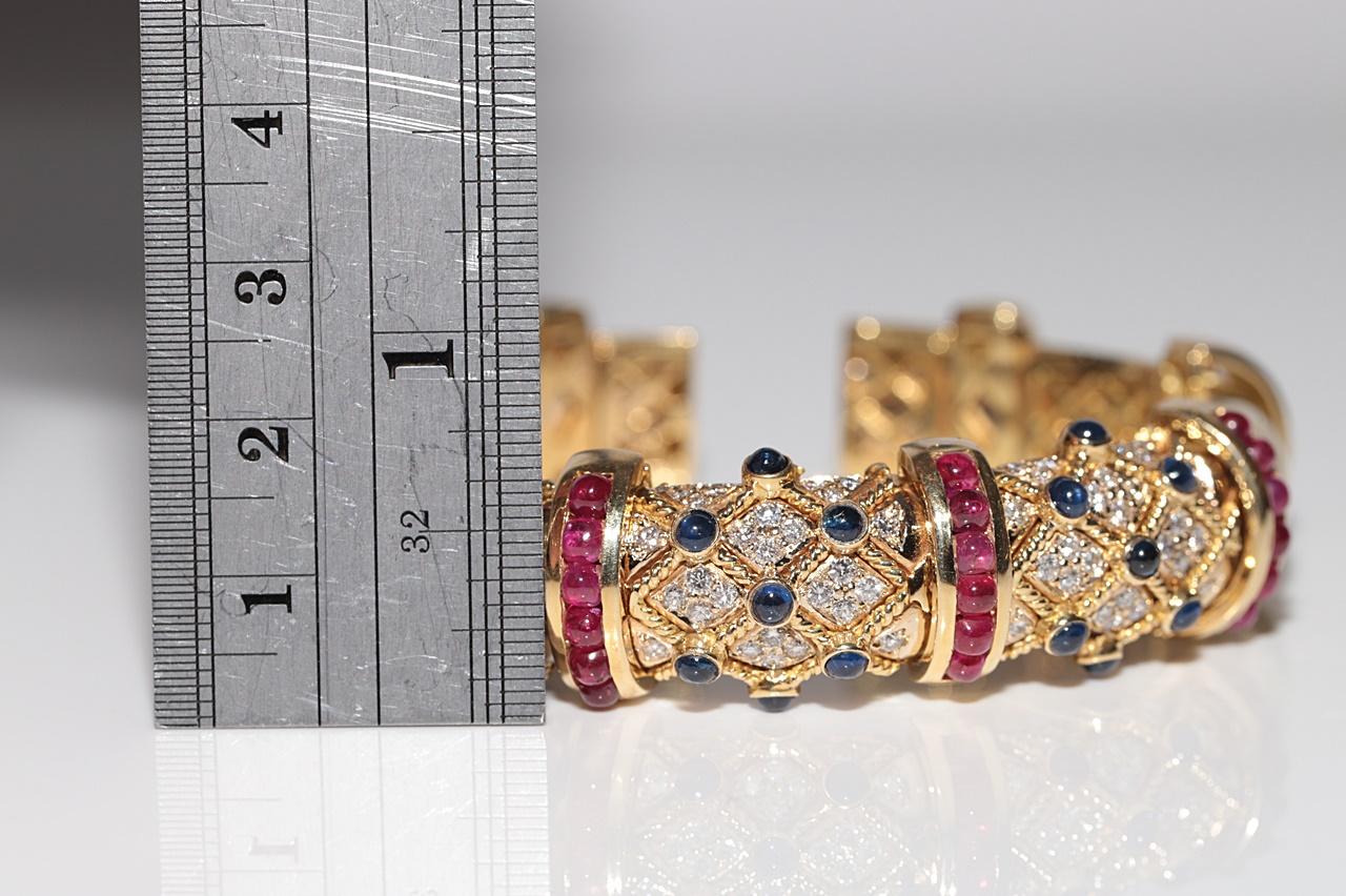 Bracciale Vintage CIRCA 1980 in oro 18k con diamanti naturali e zaffiri e rubino in vendita 12