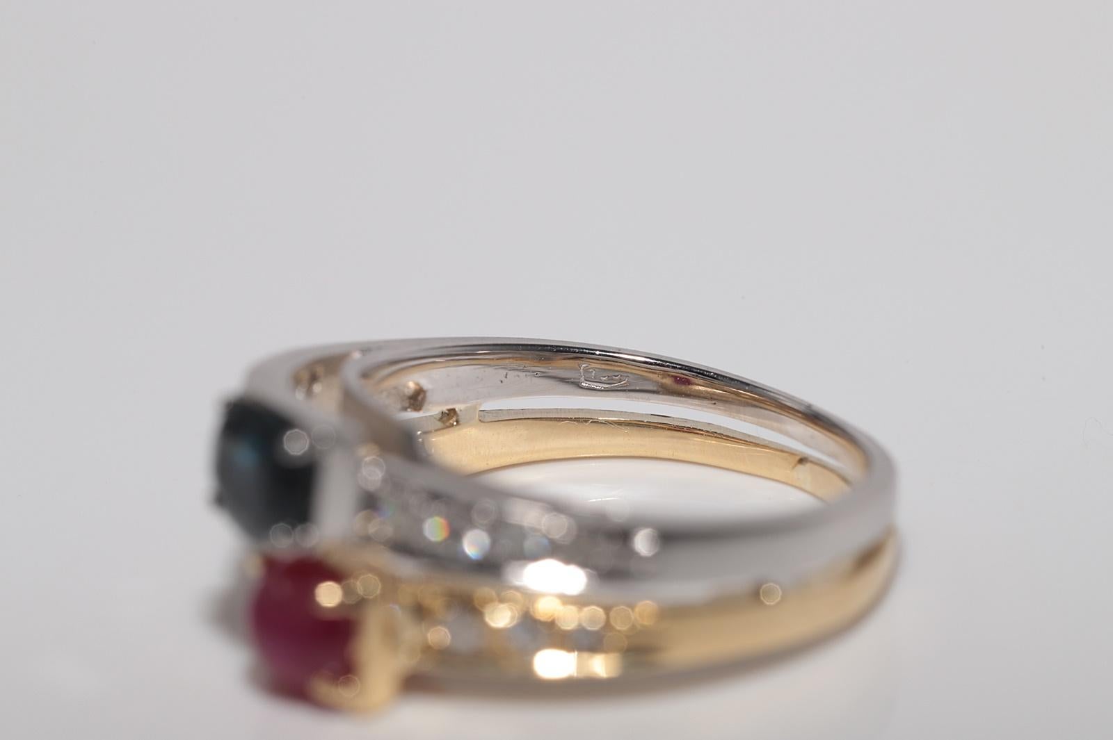 Vintage CIRCA 1980er Jahre 18k Gold natürlichen Diamanten und Saphir Rubin verziert Ring im Angebot 8