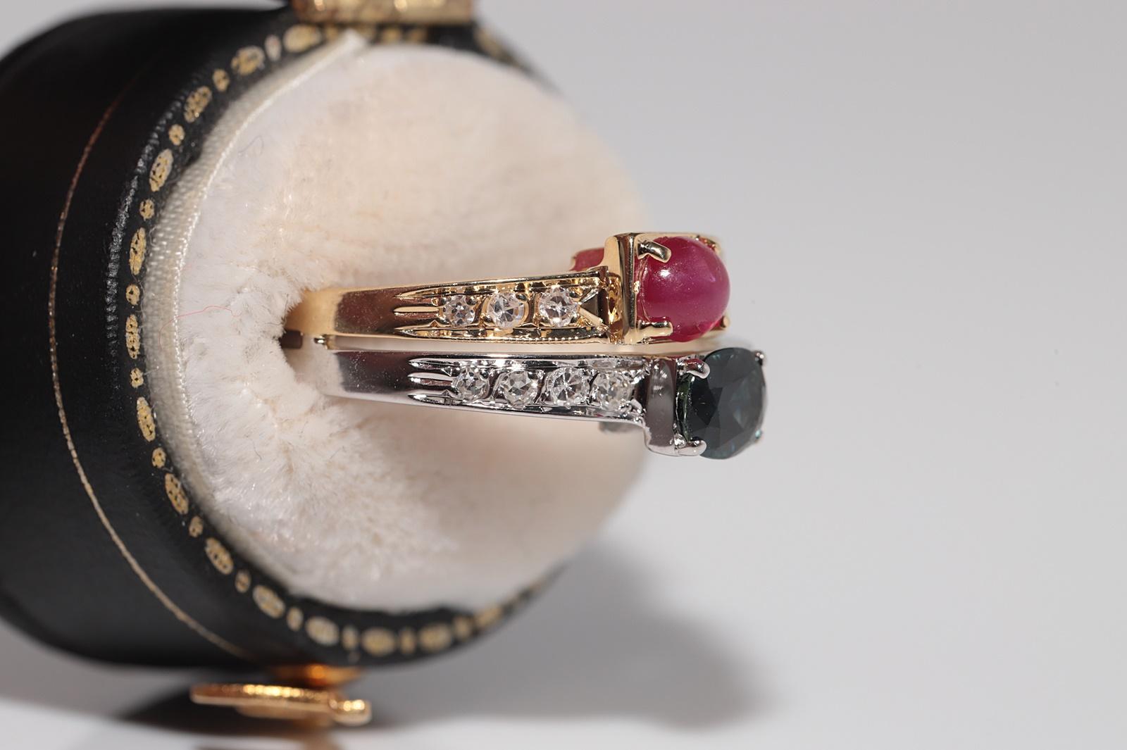 Vintage CIRCA 1980er Jahre 18k Gold natürlichen Diamanten und Saphir Rubin verziert Ring (Kunsthandwerker*in) im Angebot