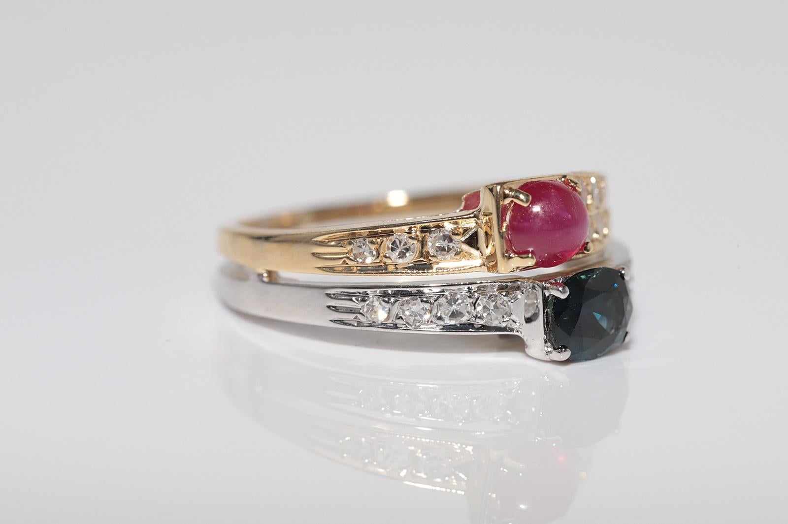 Vintage CIRCA 1980er Jahre 18k Gold natürlichen Diamanten und Saphir Rubin verziert Ring im Zustand „Gut“ im Angebot in Fatih/İstanbul, 34
