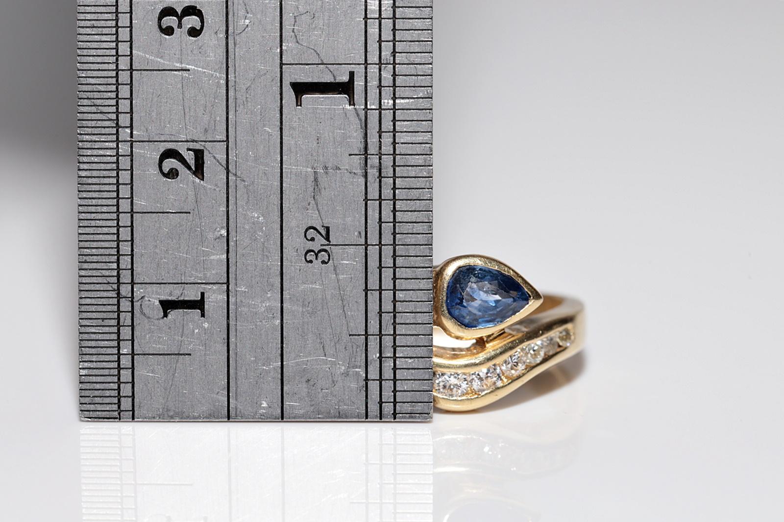 Vintage Circa 1980s 18k Gold Natural Diamond And Sapphire Snake Style Ring 4