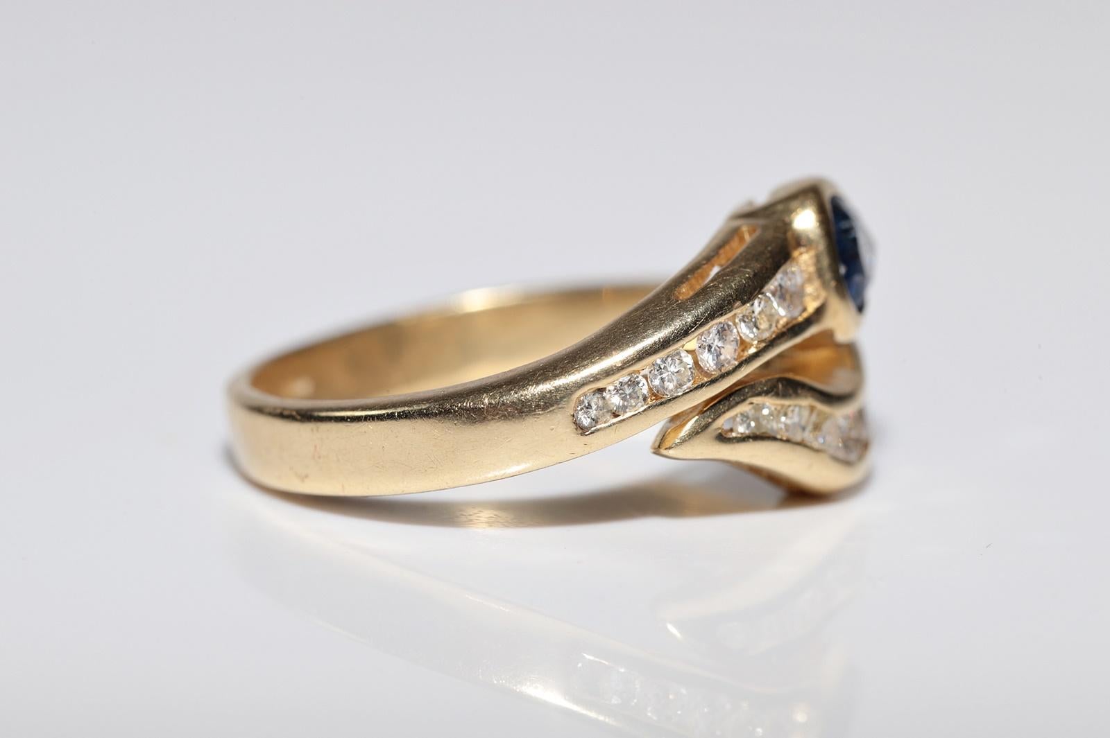 Women's Vintage Circa 1980s 18k Gold Natural Diamond And Sapphire Snake Style Ring