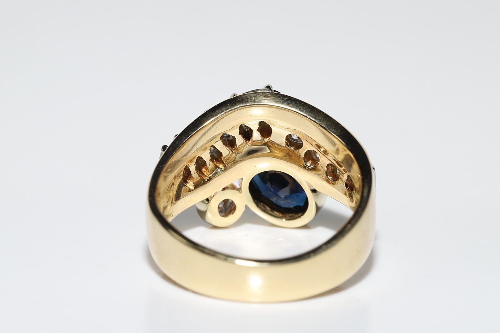 Anello con serbatoio forte in oro 18 carati con diamanti naturali e zaffiri, CIRCA 1980 in vendita 5