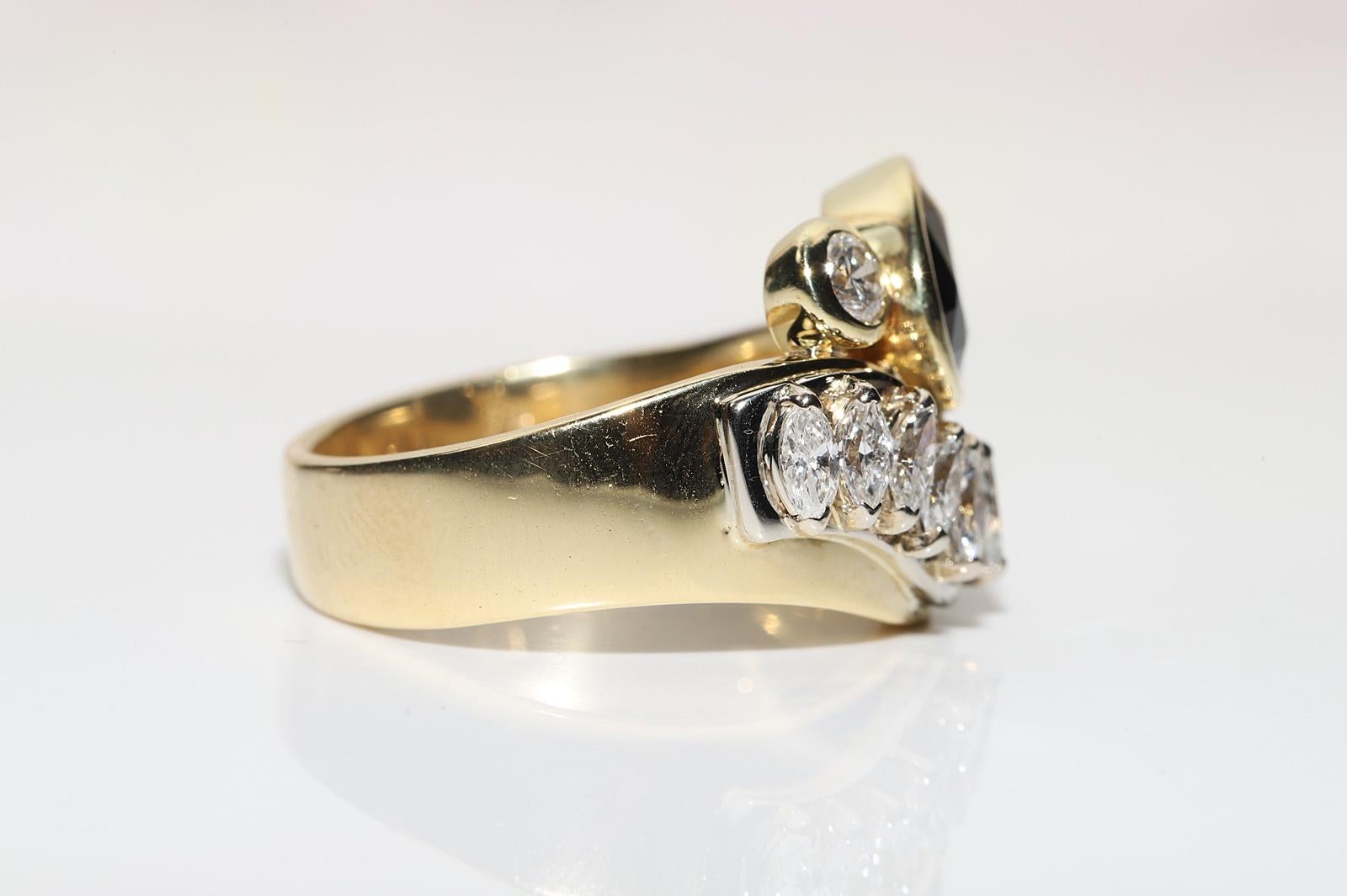 Anello con serbatoio forte in oro 18 carati con diamanti naturali e zaffiri, CIRCA 1980 in vendita 3