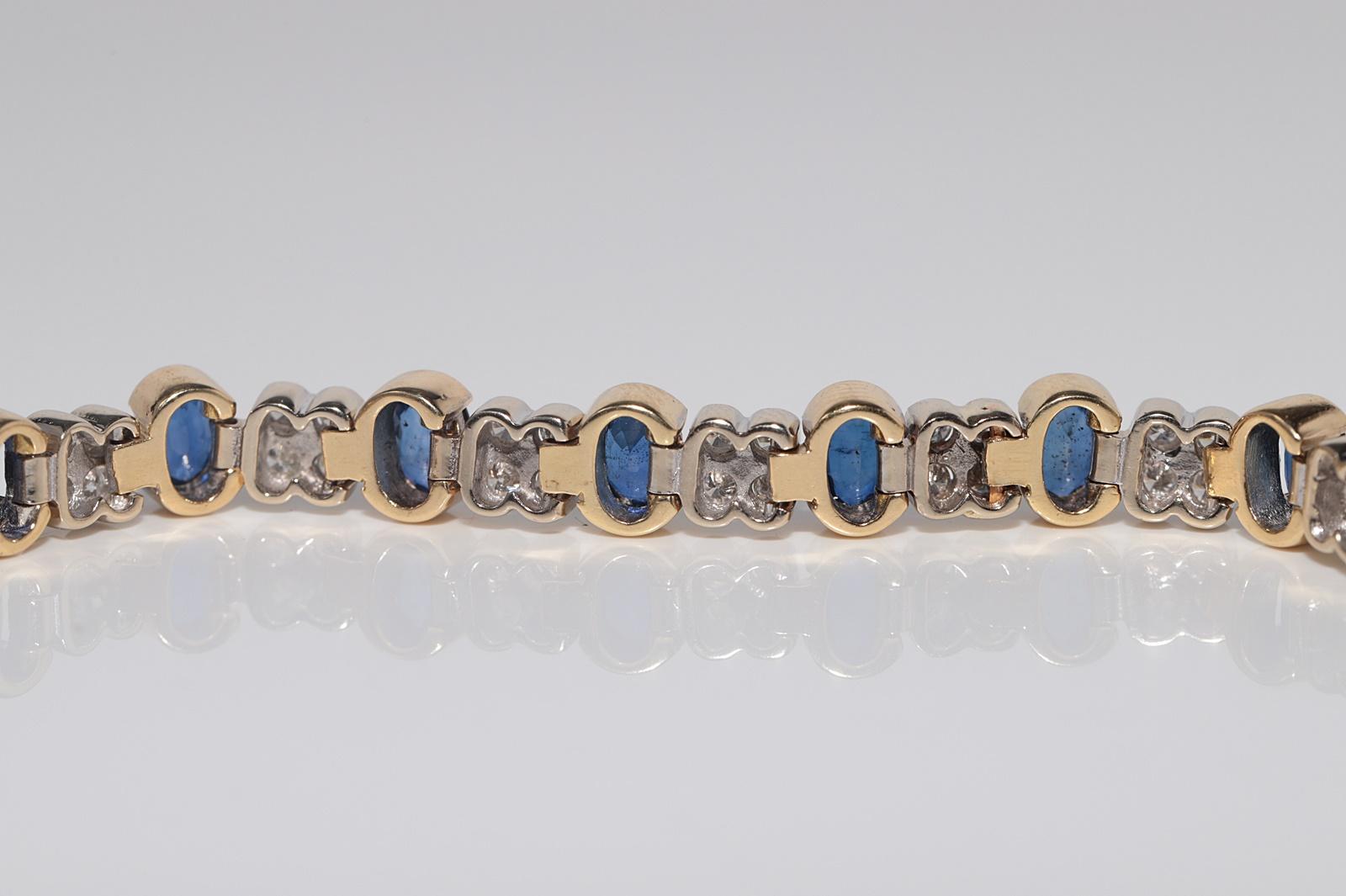 Vintage CIRCA anni '80 in oro 18 carati con diamanti naturali e  Bracciale tennis con zaffiro in vendita 7