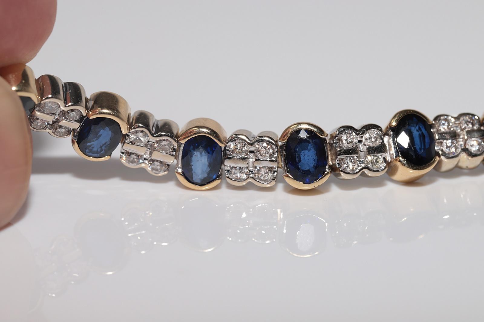 Vintage CIRCA anni '80 in oro 18 carati con diamanti naturali e  Bracciale tennis con zaffiro in vendita 10