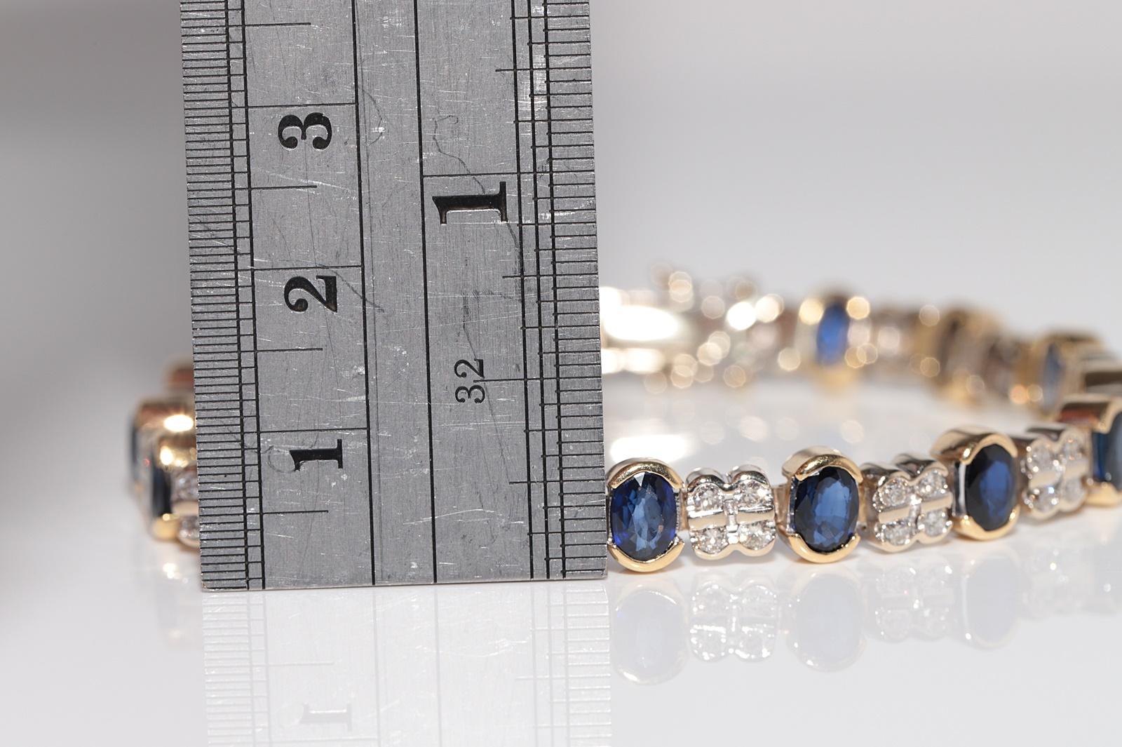 Donna Vintage CIRCA anni '80 in oro 18 carati con diamanti naturali e  Bracciale tennis con zaffiro in vendita