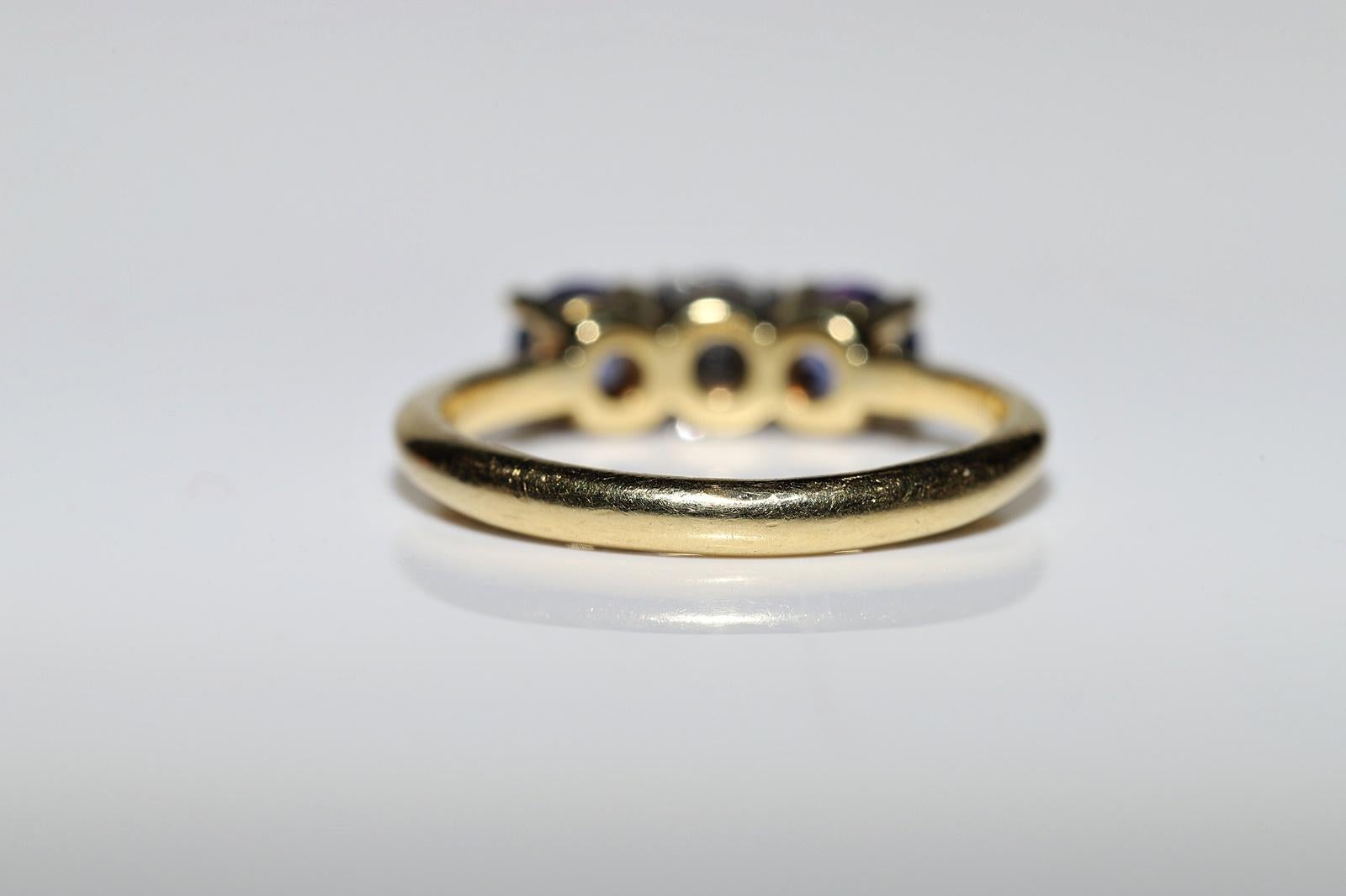 Dekorierter Vintage-Ring aus 18 Karat Gold mit natürlichem Diamant und Tansanit, ca. 1980er Jahre im Angebot 5