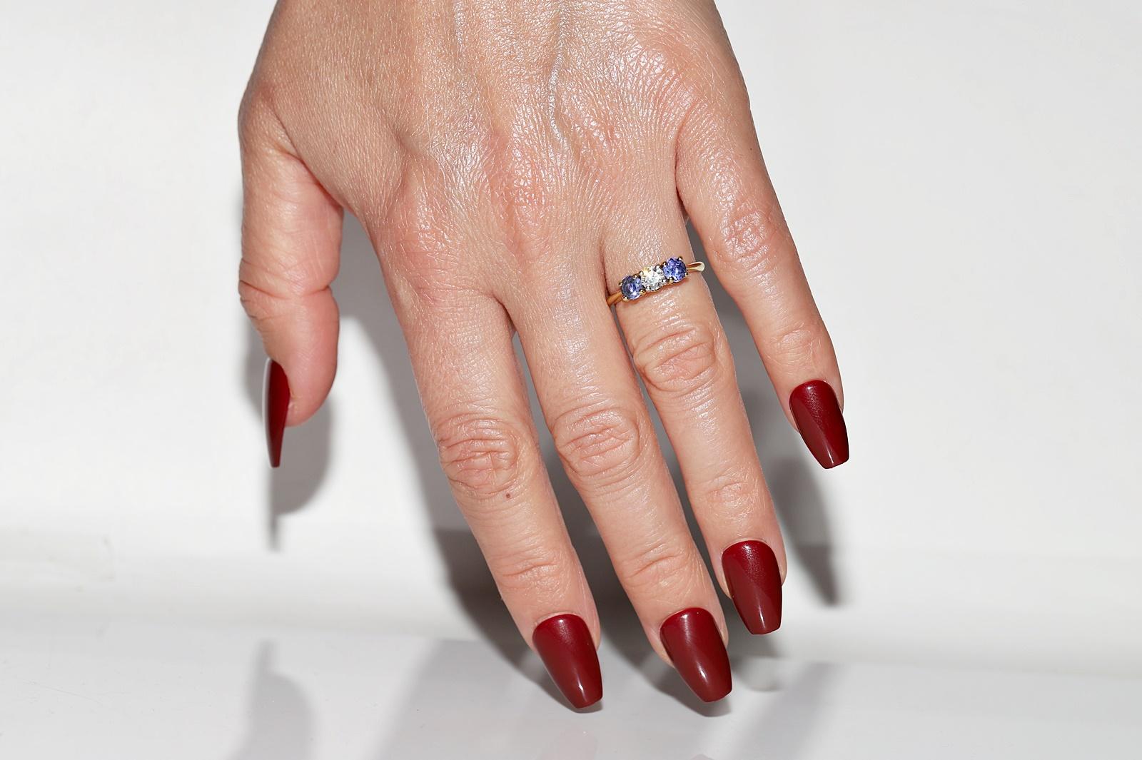Dekorierter Vintage-Ring aus 18 Karat Gold mit natürlichem Diamant und Tansanit, ca. 1980er Jahre im Angebot 7