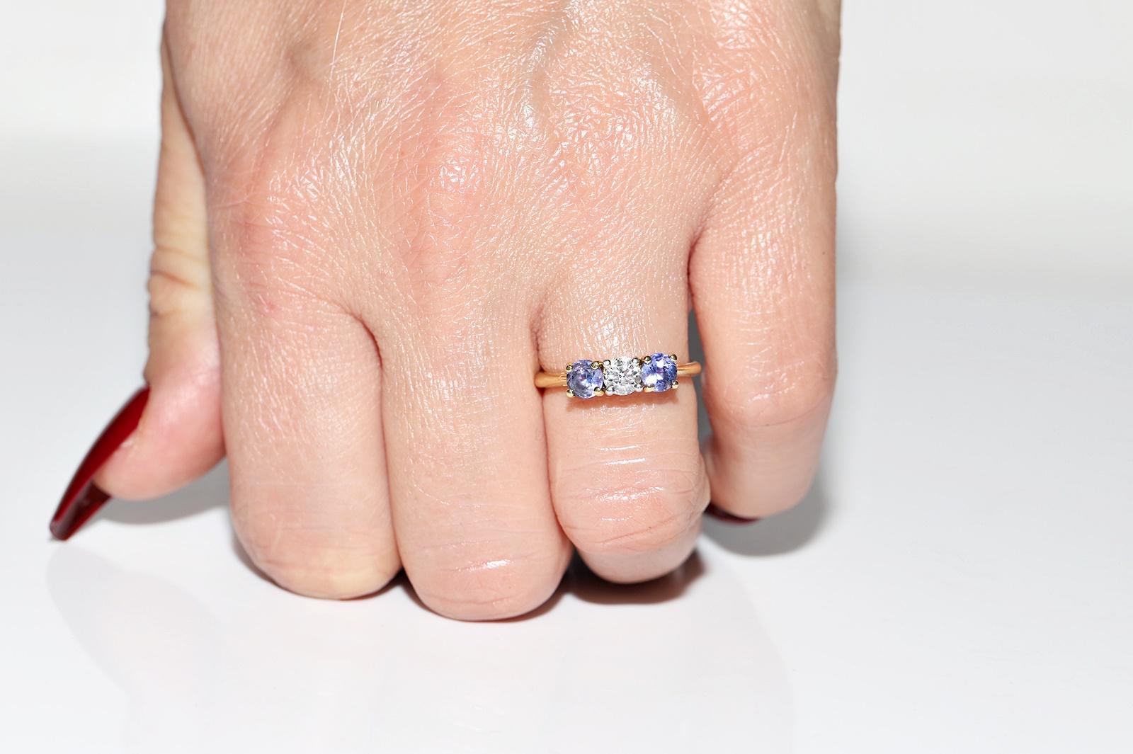 Dekorierter Vintage-Ring aus 18 Karat Gold mit natürlichem Diamant und Tansanit, ca. 1980er Jahre im Angebot 8