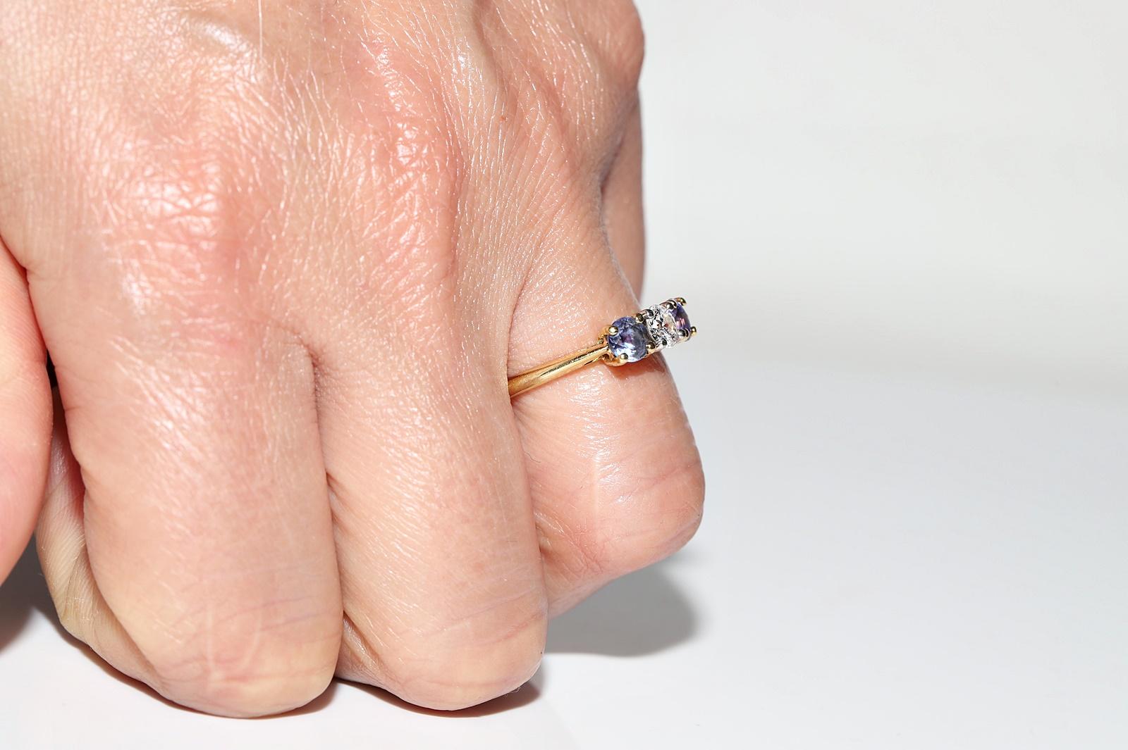 Dekorierter Vintage-Ring aus 18 Karat Gold mit natürlichem Diamant und Tansanit, ca. 1980er Jahre im Angebot 9