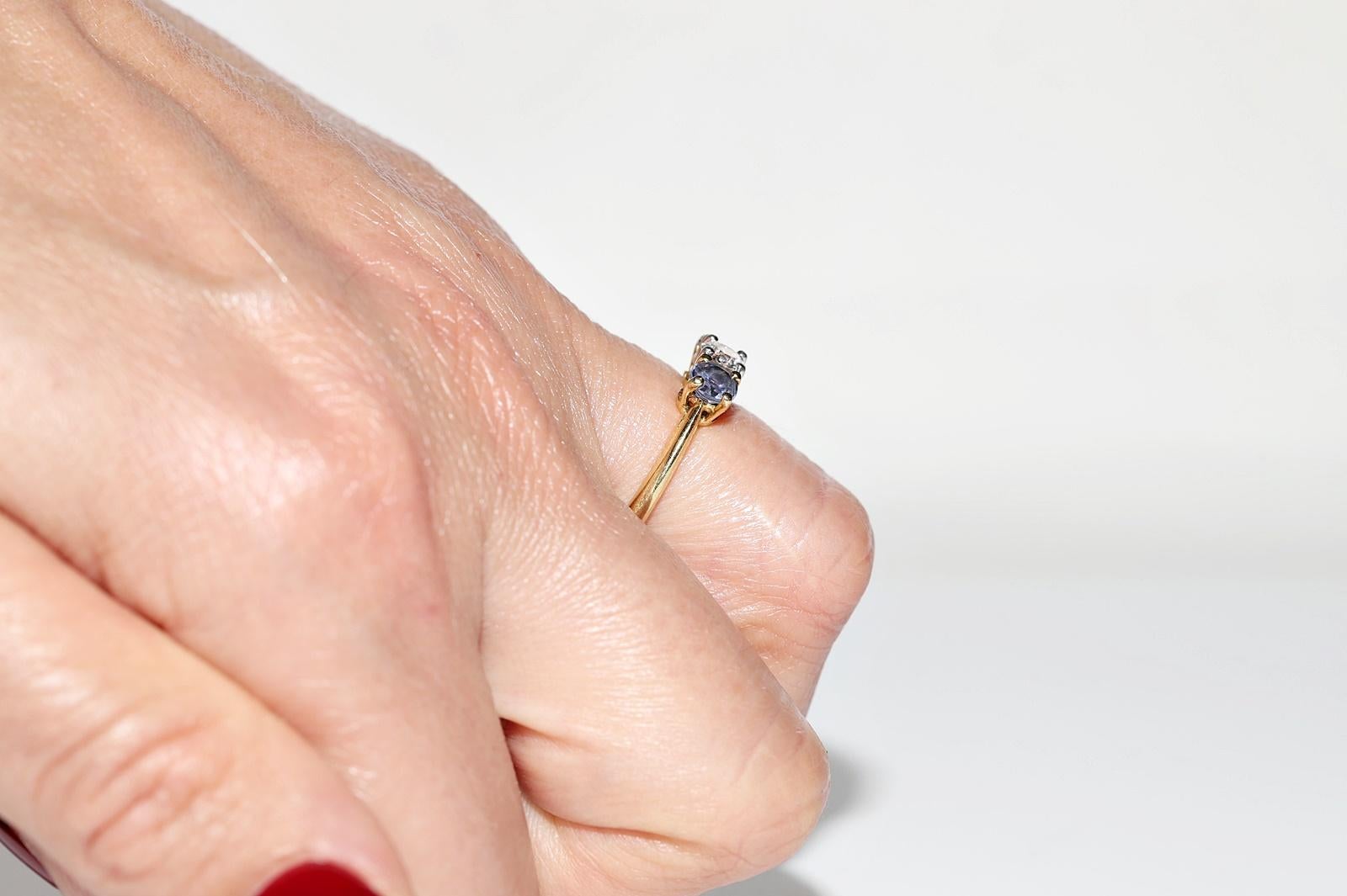Dekorierter Vintage-Ring aus 18 Karat Gold mit natürlichem Diamant und Tansanit, ca. 1980er Jahre im Angebot 10