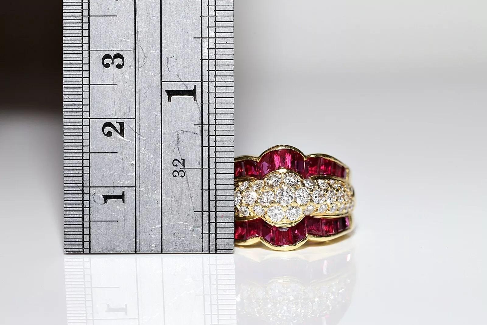 Anello forte decorato in oro 18k con diamante naturale e rubino, CIRCA GLI ANNI 80 in vendita 4