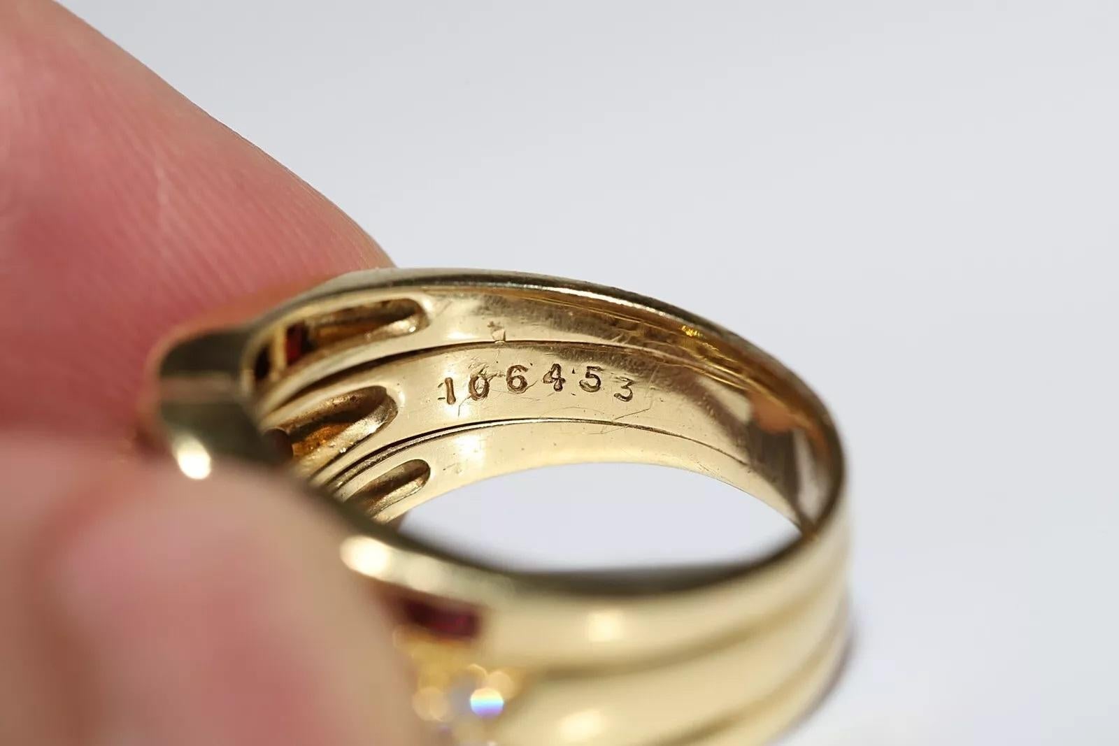 Anello forte decorato in oro 18k con diamante naturale e rubino, CIRCA GLI ANNI 80 in vendita 6