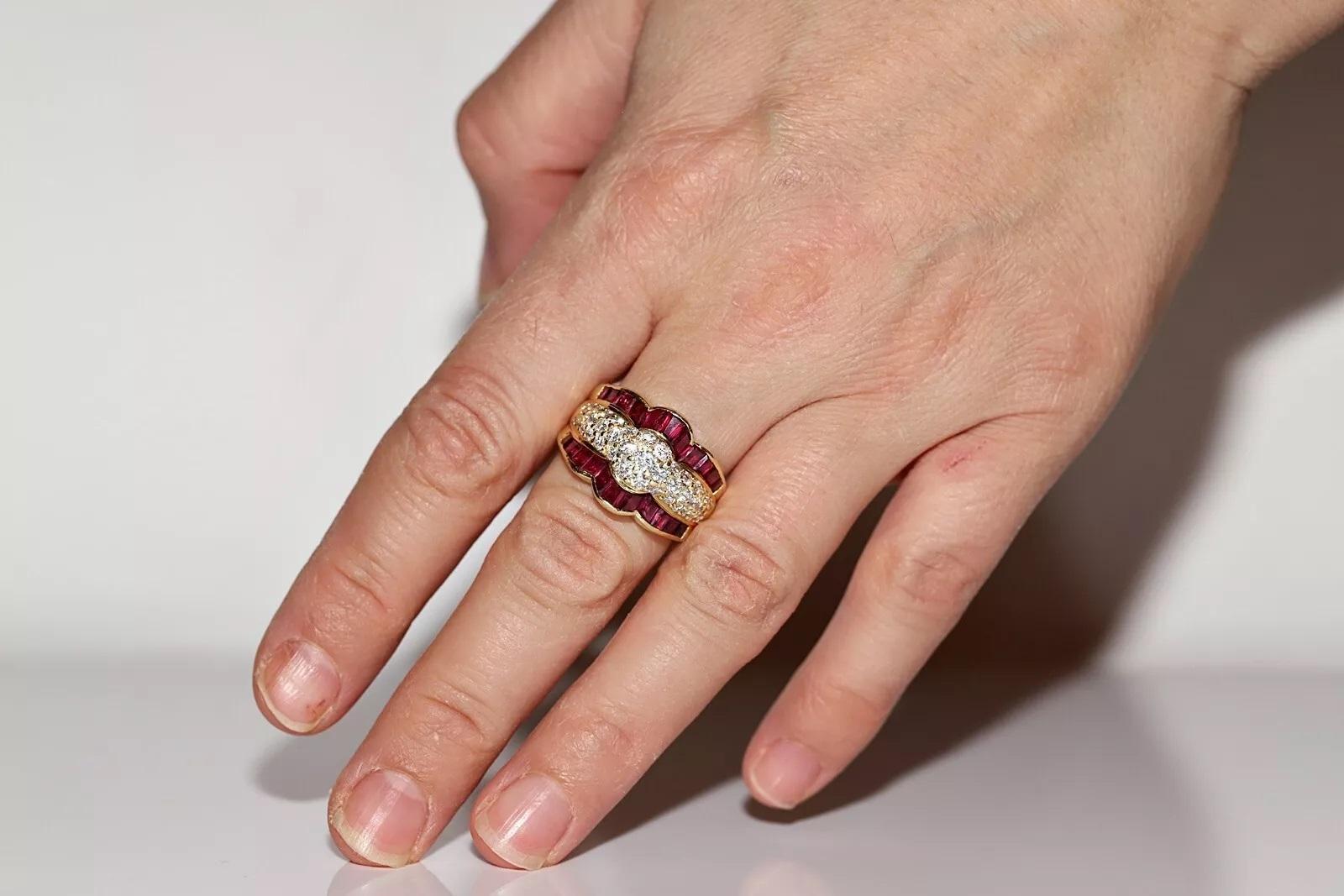 Anello forte decorato in oro 18k con diamante naturale e rubino, CIRCA GLI ANNI 80 in vendita 8