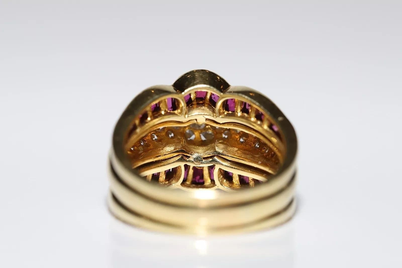 Anello forte decorato in oro 18k con diamante naturale e rubino, CIRCA GLI ANNI 80 in vendita 3
