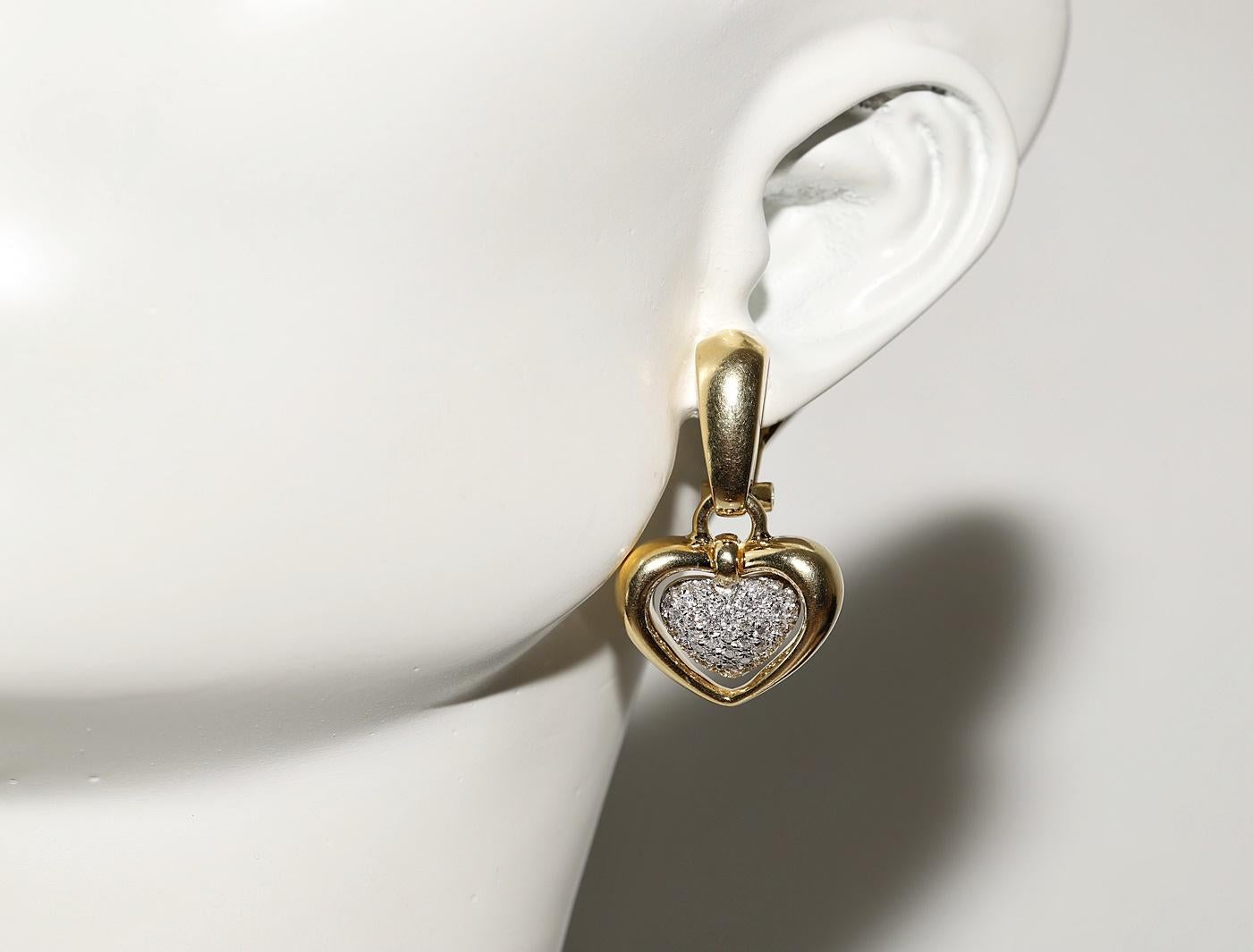 Vintage Circa 1980er Jahre 18k Gold Natürlicher Diamant CHIMENTO Marke Herz-Tropfen-Ohrring im Angebot 5