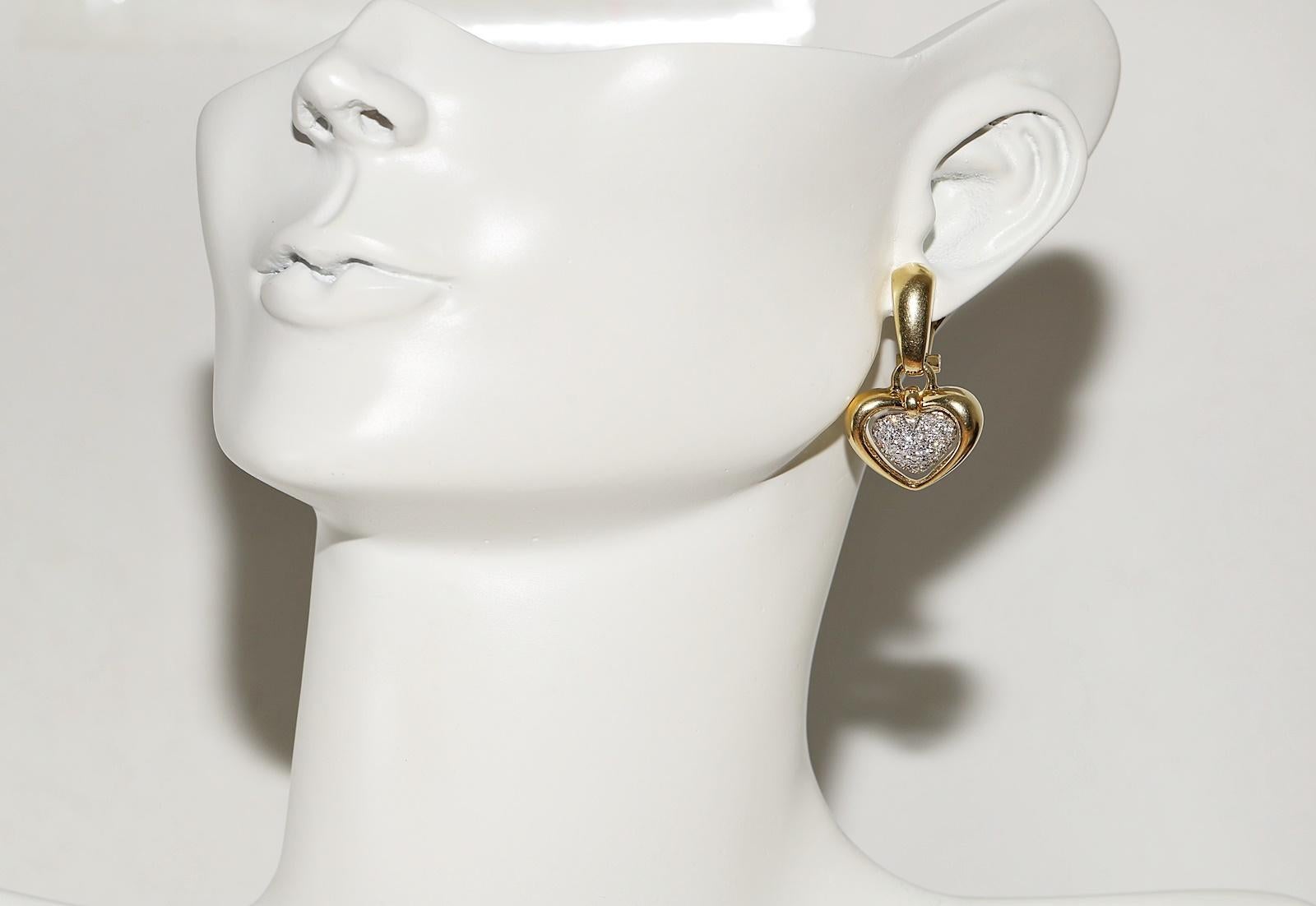 Vintage Circa 1980er Jahre 18k Gold Natürlicher Diamant CHIMENTO Marke Herz-Tropfen-Ohrring im Angebot 6