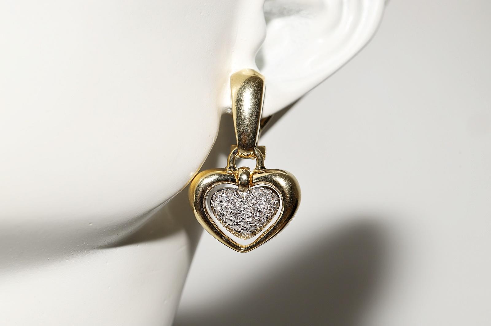 Vintage Circa 1980er Jahre 18k Gold Natürlicher Diamant CHIMENTO Marke Herz-Tropfen-Ohrring im Angebot 7