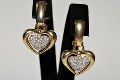 Vintage By degli anni '80 in oro 18k con diamanti naturali, orecchino a goccia a forma di cuore del marchio CHIMENTO