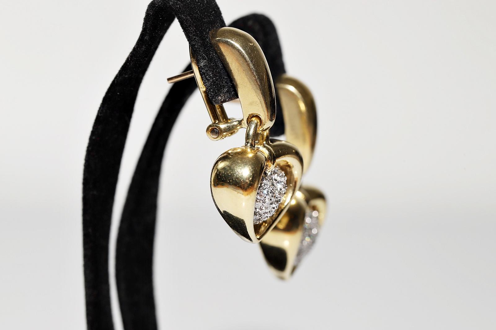 Vintage Circa 1980er Jahre 18k Gold Natürlicher Diamant CHIMENTO Marke Herz-Tropfen-Ohrring (Brillantschliff) im Angebot
