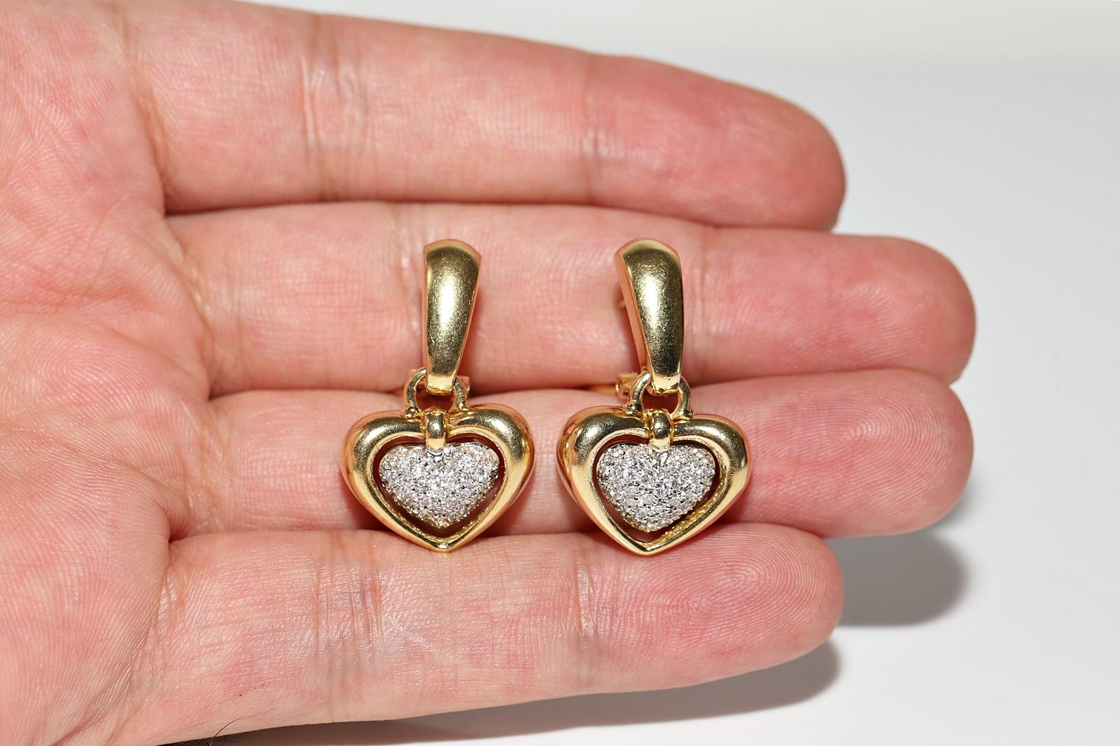 Vintage Circa 1980er Jahre 18k Gold Natürlicher Diamant CHIMENTO Marke Herz-Tropfen-Ohrring im Zustand „Gut“ im Angebot in Fatih/İstanbul, 34