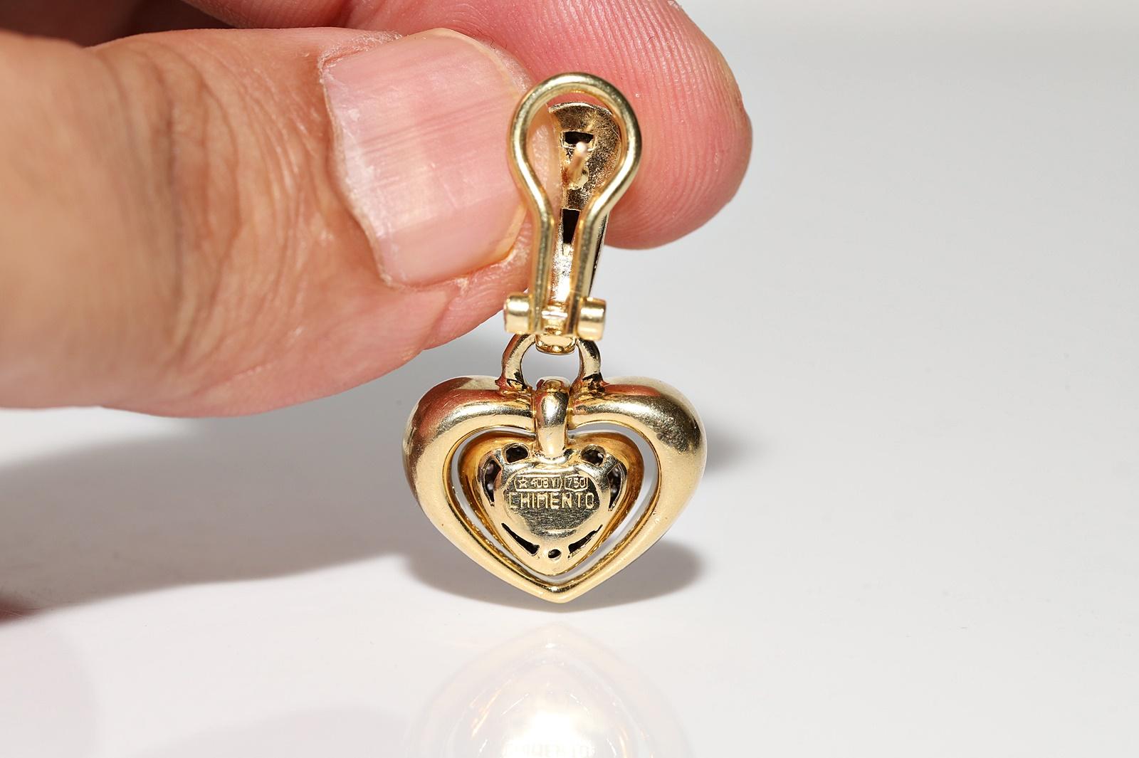 Vintage Circa 1980er Jahre 18k Gold Natürlicher Diamant CHIMENTO Marke Herz-Tropfen-Ohrring Damen im Angebot