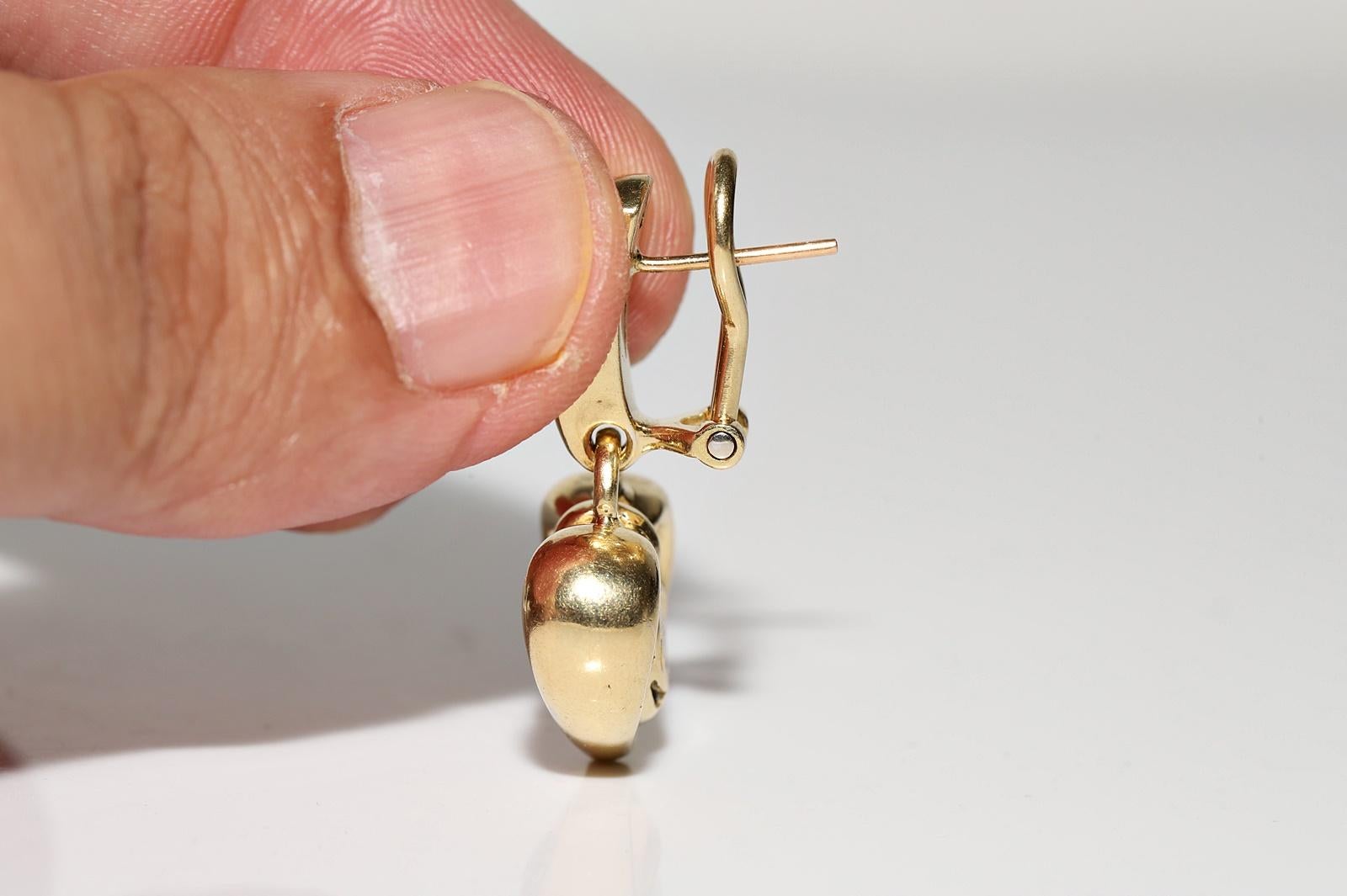 Vintage Circa 1980er Jahre 18k Gold Natürlicher Diamant CHIMENTO Marke Herz-Tropfen-Ohrring im Angebot 1