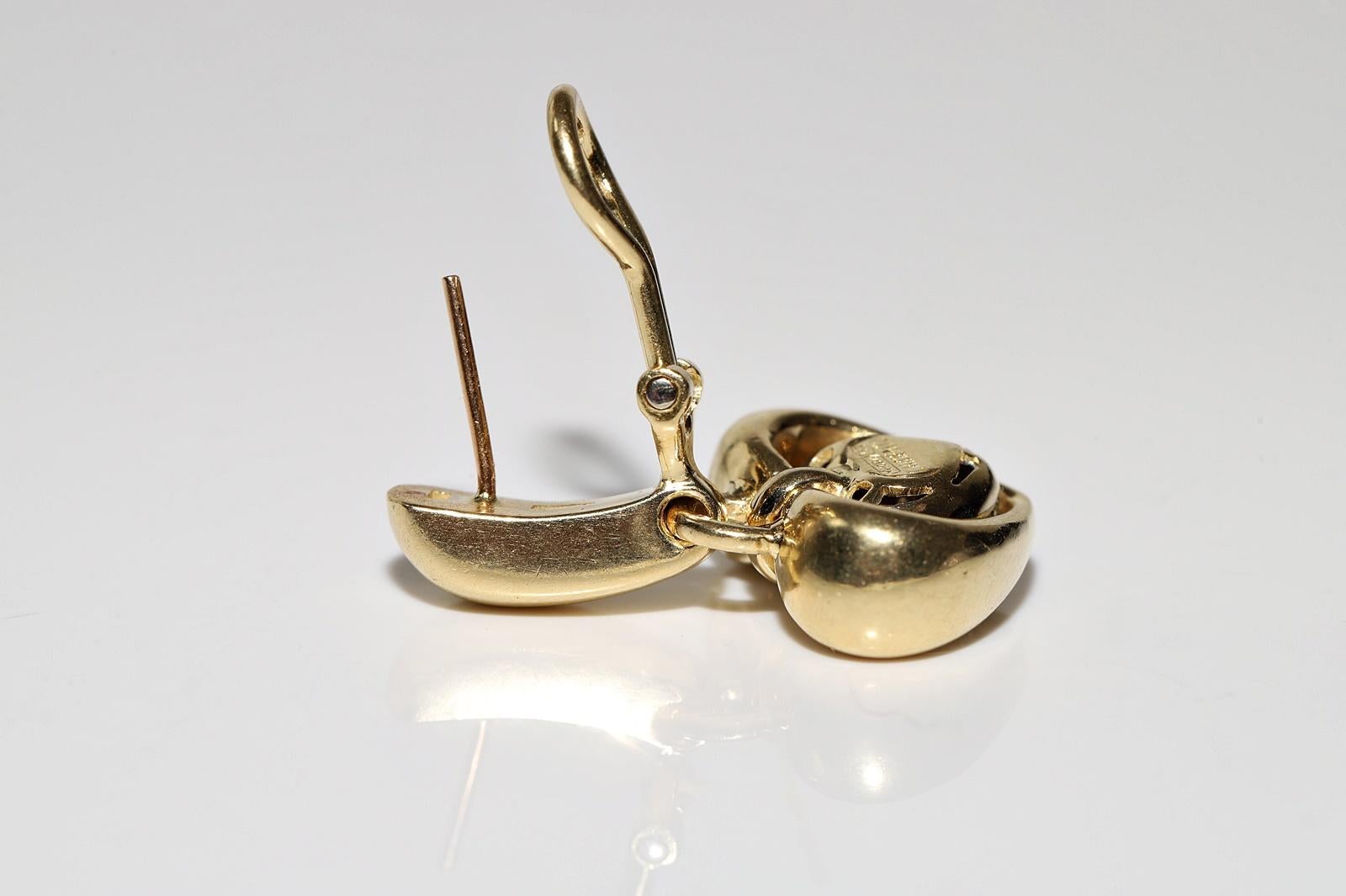 Vintage Circa 1980er Jahre 18k Gold Natürlicher Diamant CHIMENTO Marke Herz-Tropfen-Ohrring im Angebot 3