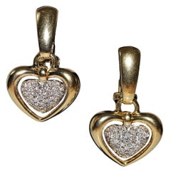 Vintage By degli anni '80 in oro 18k con diamanti naturali, orecchino a goccia a forma di cuore del marchio CHIMENTO