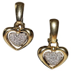 Vintage By degli anni '80 in oro 18k con diamanti naturali, orecchino a goccia a forma di cuore del marchio CHIMENTO
