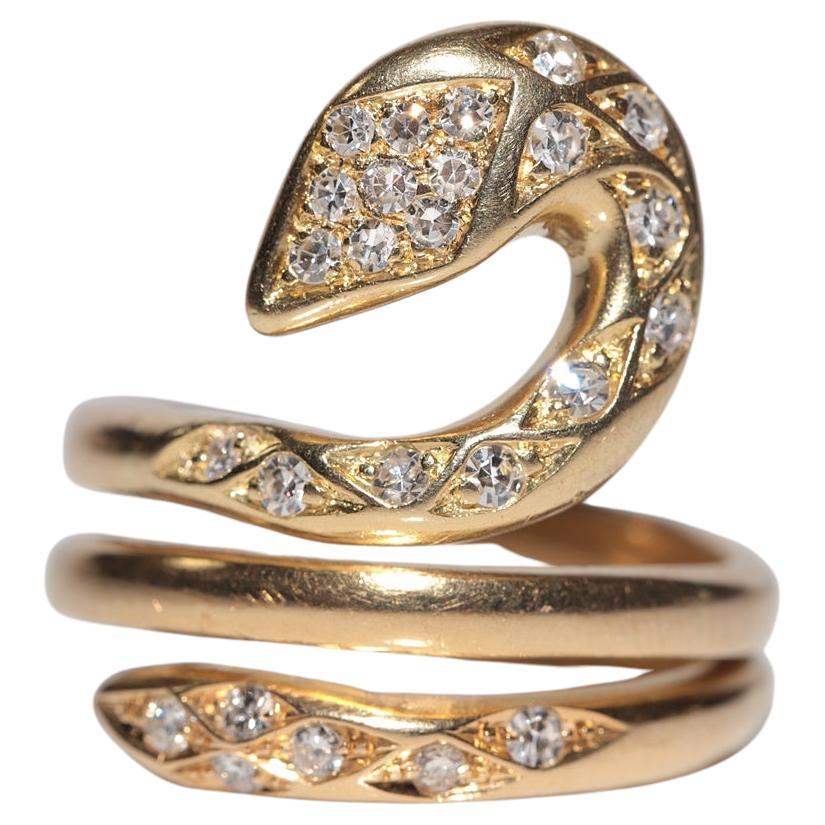 Customizable 18k Yellow Gold Diamond snake Ring For Sale at 1stDibs