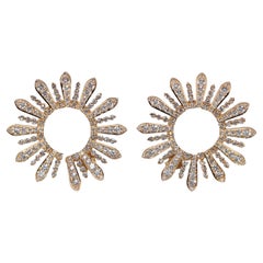 Vintage Circa 1980 Boucle d'oreille étonnante en or 18k décorée de diamants naturels
