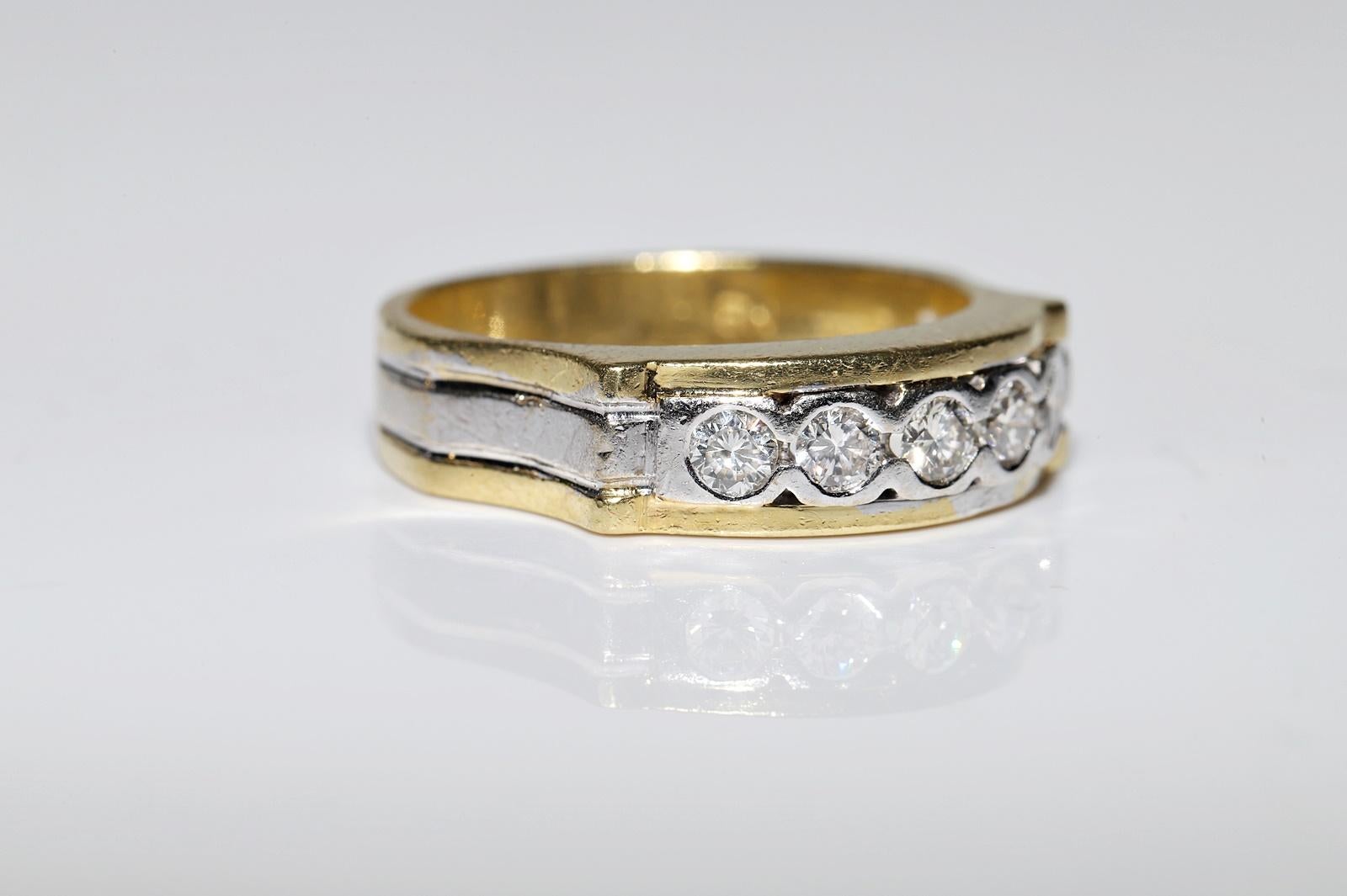 Verlobungsring aus 18 Karat Gold mit natürlichem Diamant-Dekor, Vintage, ca. 1980er Jahre im Angebot 4