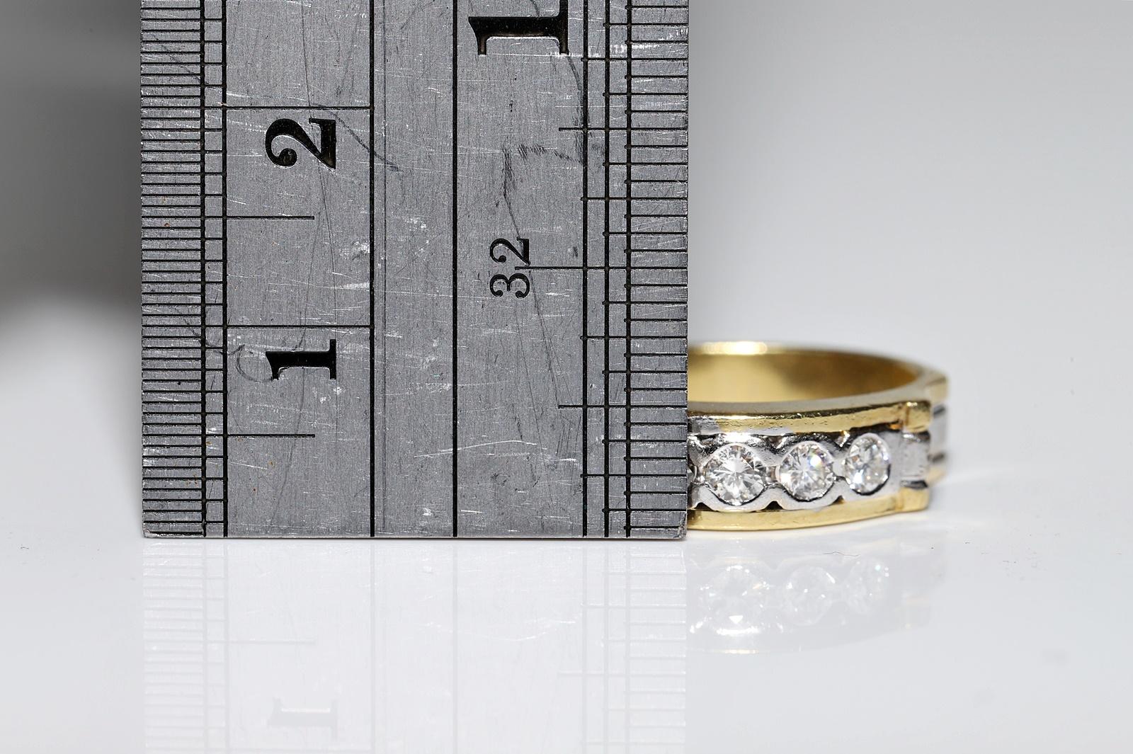 Verlobungsring aus 18 Karat Gold mit natürlichem Diamant-Dekor, Vintage, ca. 1980er Jahre im Angebot 7