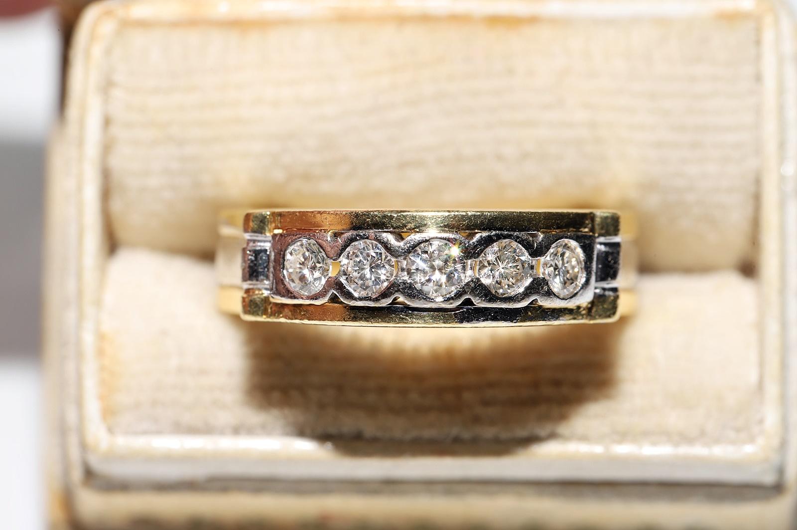 Verlobungsring aus 18 Karat Gold mit natürlichem Diamant-Dekor, Vintage, ca. 1980er Jahre im Angebot 1