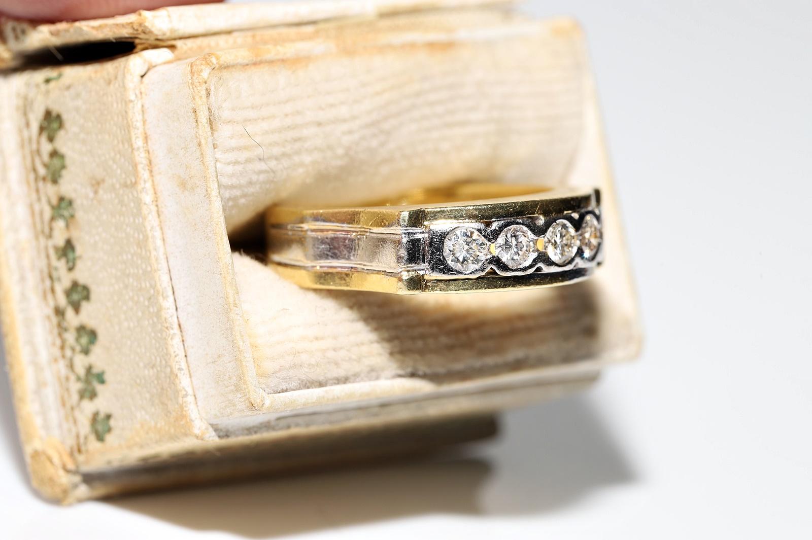 Verlobungsring aus 18 Karat Gold mit natürlichem Diamant-Dekor, Vintage, ca. 1980er Jahre im Angebot 2