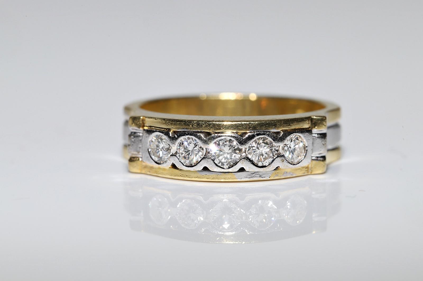 Verlobungsring aus 18 Karat Gold mit natürlichem Diamant-Dekor, Vintage, ca. 1980er Jahre im Angebot 3