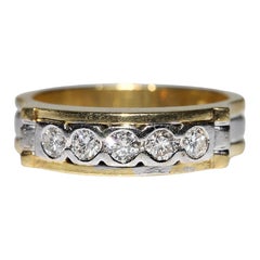 Anello di fidanzamento a fascia decorato con diamanti naturali in oro 18 carati, vintage CIRCA gli anni
80