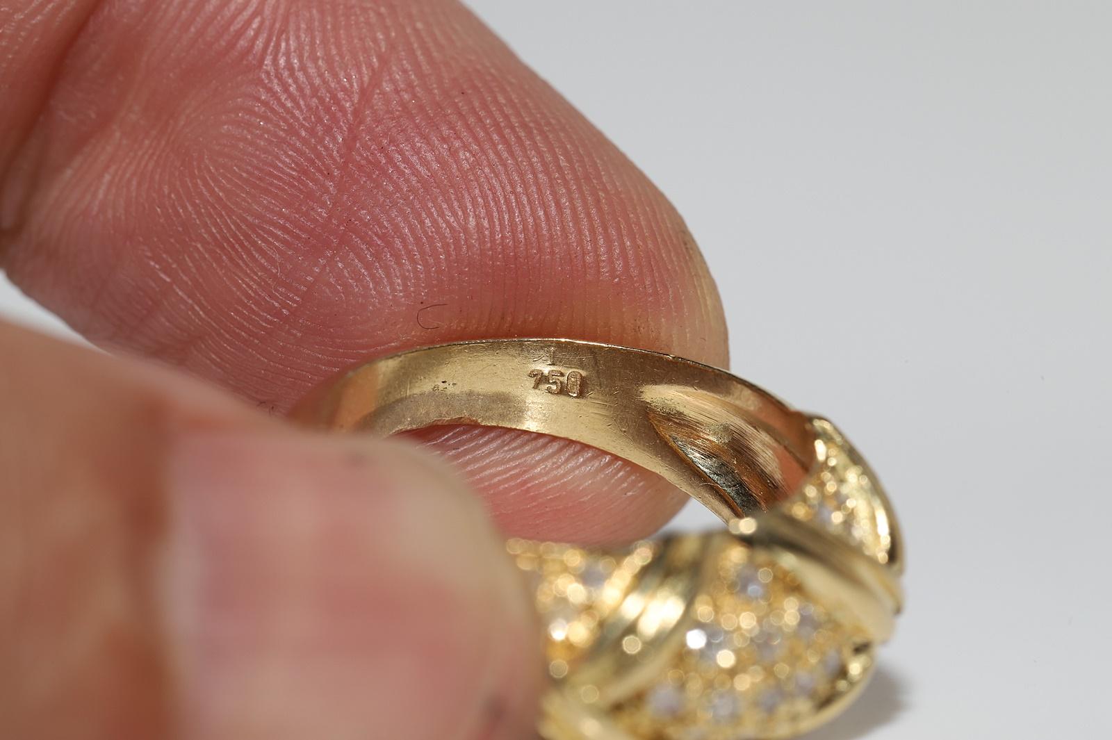 Anello a fascia decorato con diamanti naturali in oro 18 carati, CIRCA GLI ANNI 80 in vendita 4