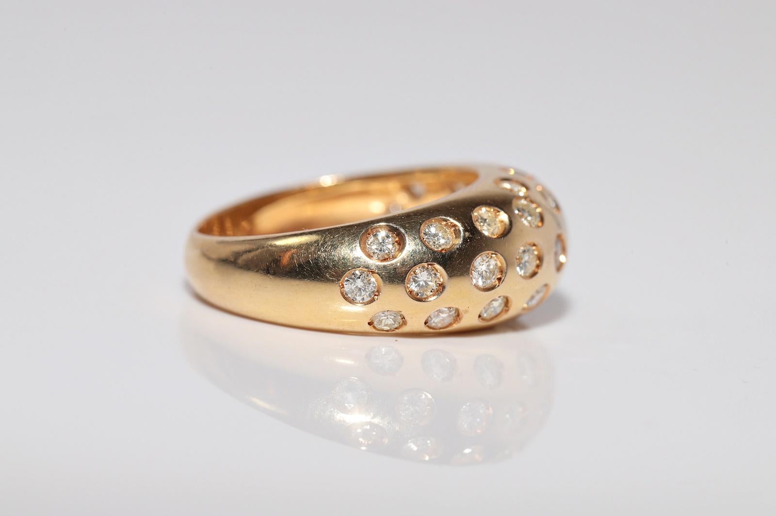 Anello a fascia decorato con diamanti naturali in oro 18 carati, CIRCA GLI ANNI 80 in vendita 4