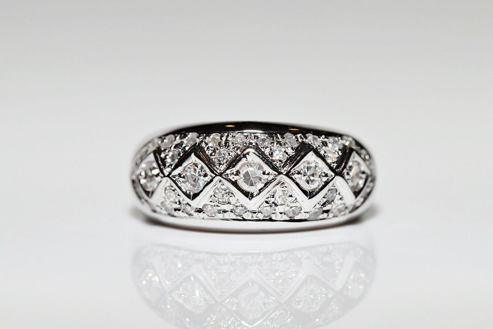 Vintage Circa 1980er Jahre 18k Gold Natürlicher Diamant Dekorierter Ring mit natürlichem Diamant  im Angebot 5