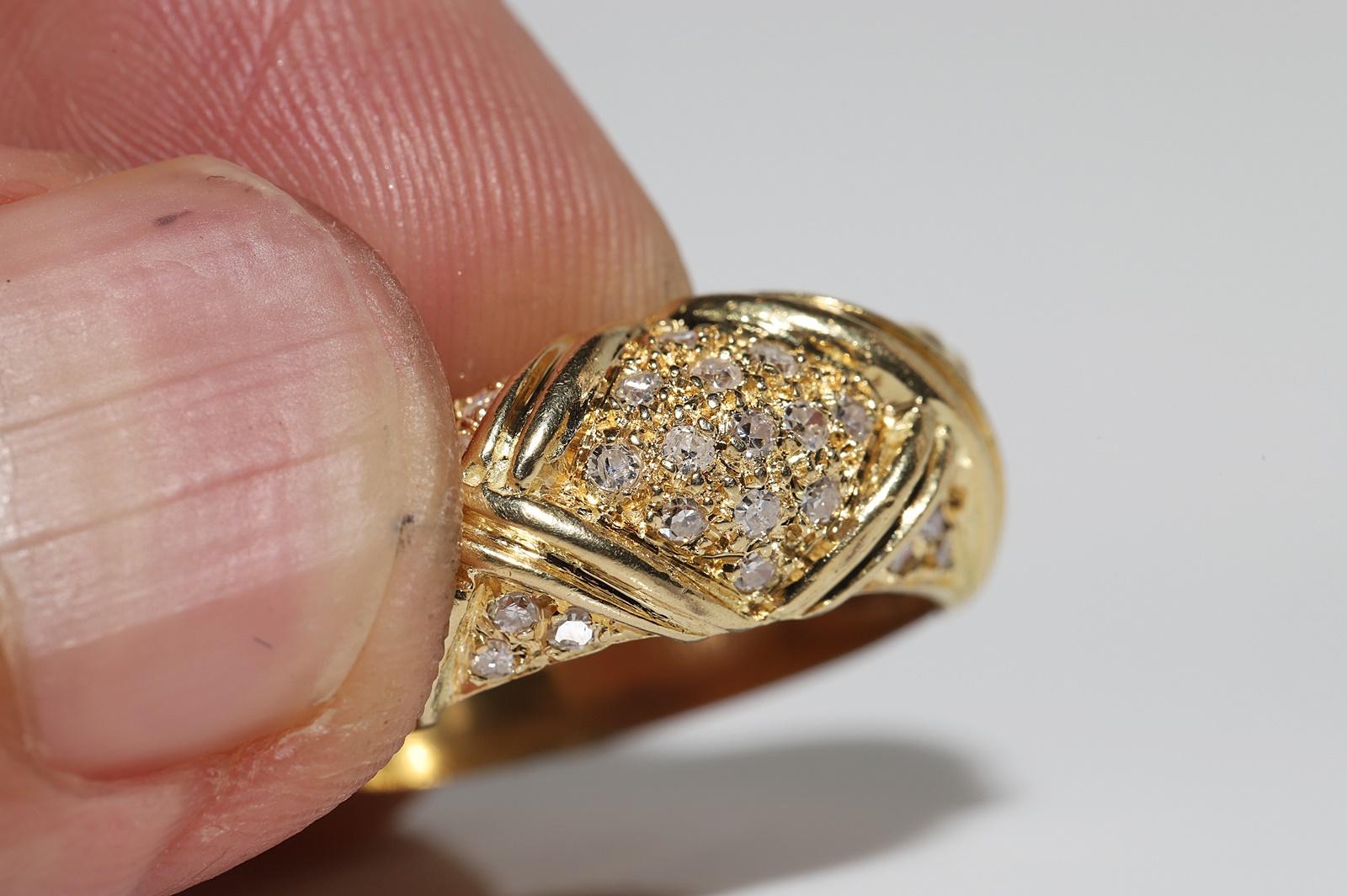 Anello a fascia decorato con diamanti naturali in oro 18 carati, CIRCA GLI ANNI 80 in vendita 5
