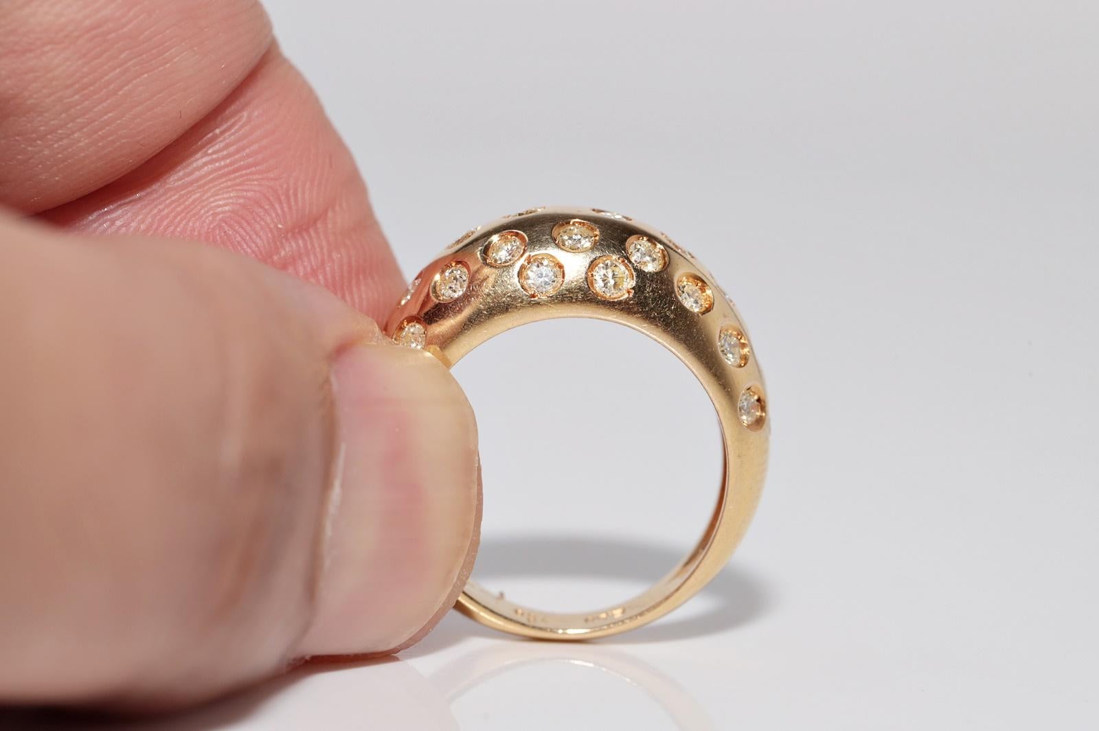 Anello a fascia decorato con diamanti naturali in oro 18 carati, CIRCA GLI ANNI 80 in vendita 5