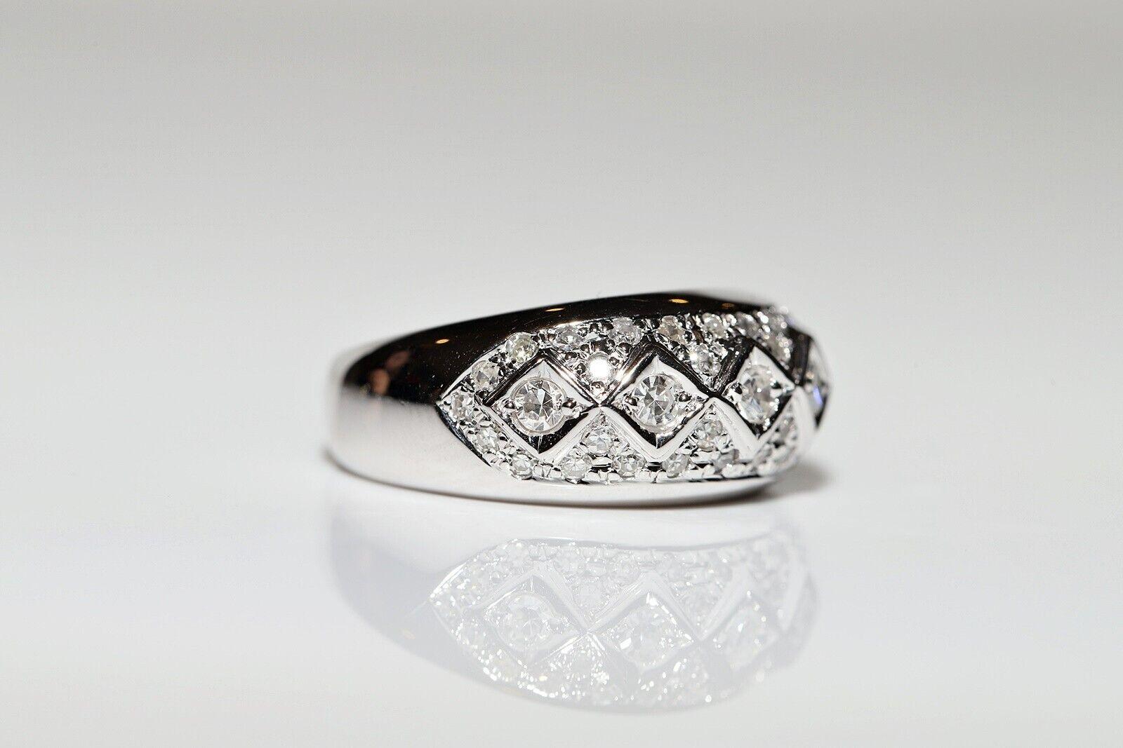 Vintage Circa 1980er Jahre 18k Gold Natürlicher Diamant Dekorierter Ring mit natürlichem Diamant  im Angebot 6