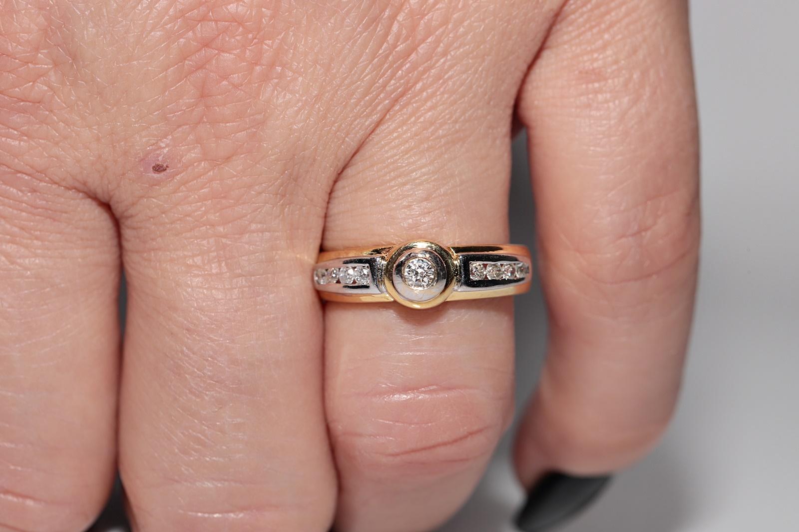 Vintage Circa 1980er Jahre 18k Gold Natürlicher Diamant Dekorierter Ring mit natürlichem Diamant im Angebot 9