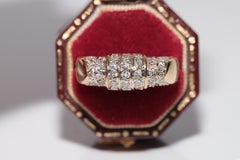 Vintage Circa 1980s 18k Gold Natural Diamond Decorated Band Ring