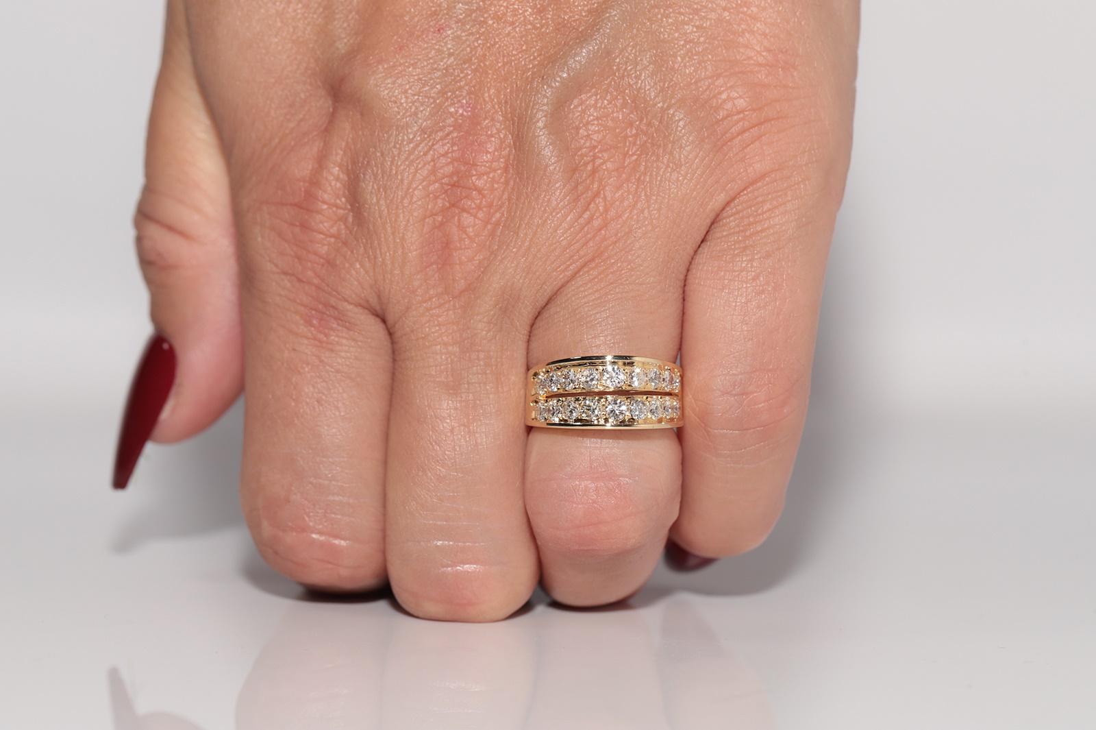 Rétro Anello a fascia decorato con diamanti naturali in oro 18 carati, CIRCA GLI ANNI 80 in vendita