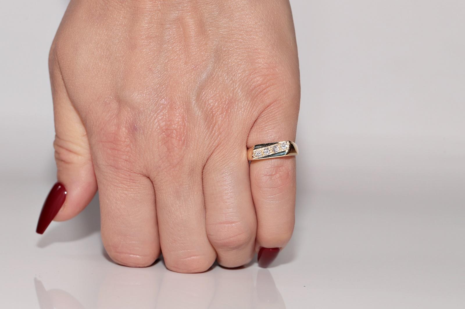 Rétro Anello a fascia decorato con diamanti naturali in oro 18 carati, CIRCA GLI ANNI 80 in vendita